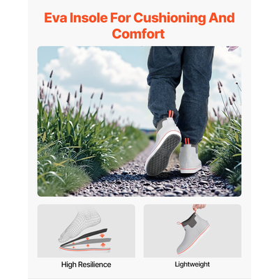 VEVOR Ανδρικές μπότες κατάστρωμα για τον αστράγαλο Αδιάβροχες αντιολισθητικές μπότες εργασίας για βροχή Μέγεθος 9 US