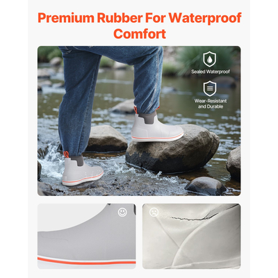 VEVOR Ανδρικές μπότες κατάστρωμα για τον αστράγαλο Αδιάβροχες αντιολισθητικές μπότες εργασίας για βροχή Μέγεθος 13 US