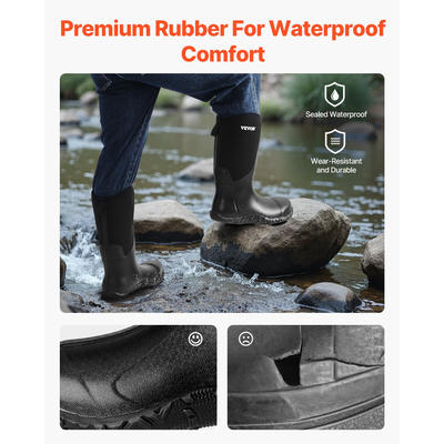 VEVOR Rubber Boots Ανδρικά Προστατευτικά Υποδήματα Steel Toe Work Μπότες βροχής Μέγεθος 10 US