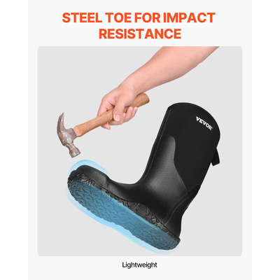 VEVOR Rubber Boots Ανδρικά Προστατευτικά Υποδήματα Steel Toe Work Μπότες βροχής Μέγεθος 9 US