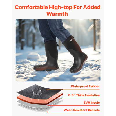 VEVOR Rubber Boots Ανδρικά Προστατευτικά Υποδήματα Steel Toe Work Μπότες βροχής Μέγεθος 9 US