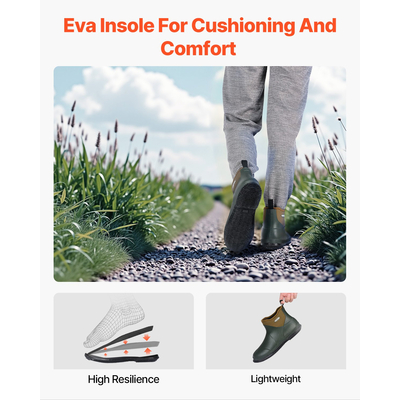 VEVOR Γυναικείες μπότες κατάστρωμα για τον αστράγαλο Αδιάβροχες αντιολισθητικές μπότες εργασίας βροχής Μέγεθος 7 US