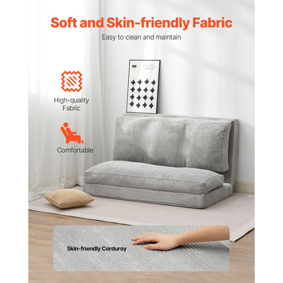 Πτυσσόμενος καναπές-κρεβάτι VEVOR Πτυσσόμενος καναπές-κρεβάτι με πλενόμενο κάλυμμα Σκούρο Γκρι (Πλήρη)