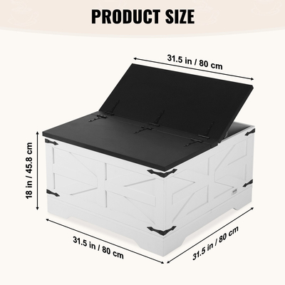 Τραπέζι σαλονιού VEVOR 31,5" Farmhouse Τραπέζι με αρθρωτό τετράγωνο με αποθηκευτικό χώρο γκρι & λευκό