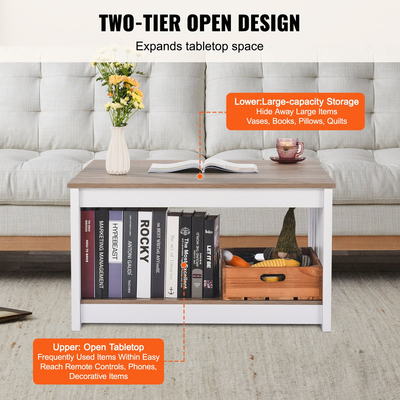 VEVOR 31,5" Τραπέζι σαλονιού Farmhouse Τετράγωνο Τραπέζι με Ανοιχτό Αποθηκευτικό χώρο