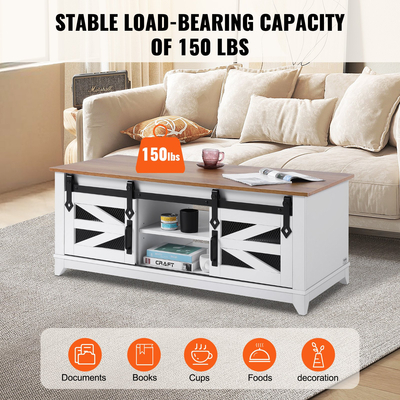 VEVOR 48" Τραπέζι σαλονιού Farmhouse Ορθογώνιο τραπέζι 2 επιπέδων με συρόμενες πόρτες αχυρώνα