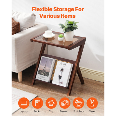 Τραπεζάκι σαλονιού VEVOR Rattan Τραπεζάκι σαλονιού Rattan σε σχήμα Z 1-επιπέδου για σαλόνι