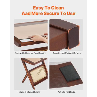 Τραπεζάκι σαλονιού VEVOR Rattan Τραπεζάκι σαλονιού Rattan σε σχήμα Z 1-επιπέδου για σαλόνι