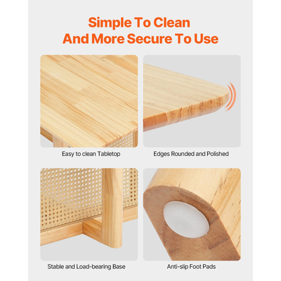 Τραπεζάκι σαλονιού VEVOR Rattan Ορθογώνιο Τραπέζι σαλονιού Rattan 1-επιπέδου για σαλόνι