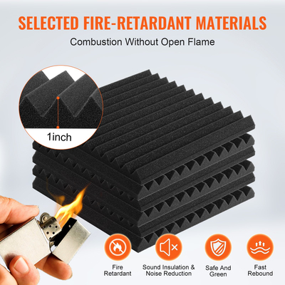 VEVOR Acoustic Foam Panels 48 Pack 12 x 12 x 1 in Adhesive for Wall Cails