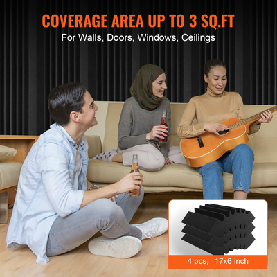VEVOR Acoustic Foam Panels 4 Pack 16,5 x 6,3 x 12 in Adhesive for Wall Cails