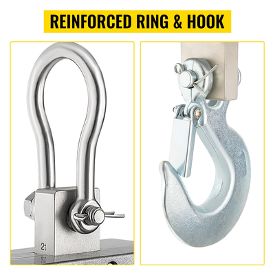 VEVOR 1000KG 2200LBS Ψηφιακή ζυγαριά LED γερανού 1T Ζυγαριά βαρέως τύπου Ασημί Αλουμίνιο Ψηφιακή ζυγαριά γερανού LCD οθόνη