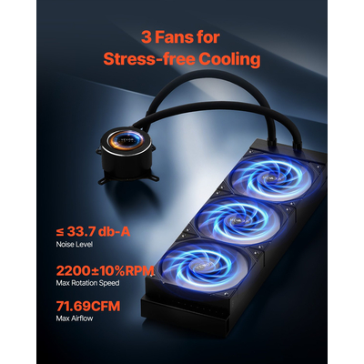 VEVOR CPU Liquid Cooler AIO CPU Water Cooler με 3 ανεμιστήρες PWN (120 mm) Intel AMD