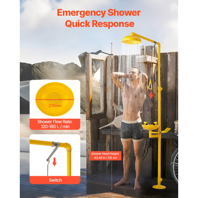 Σταθμός έκπλυσης ματιών VEVOR για ντους έκτακτης ανάγκης Συνδυασμός μονάδας έκπλυσης ματιών εγκεκριμένης από την OSHA