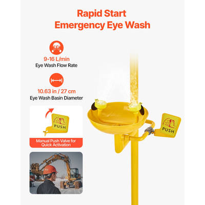 Σταθμός έκπλυσης ματιών VEVOR για ντους έκτακτης ανάγκης Συνδυασμός μονάδας έκπλυσης ματιών εγκεκριμένης από την OSHA