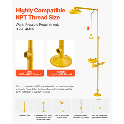 Σταθμός έκπλυσης ματιών VEVOR για ντους έκτακτης ανάγκης Συνδυασμός μονάδας έκπλυσης ματιών εγκεκριμένης από την OSHA