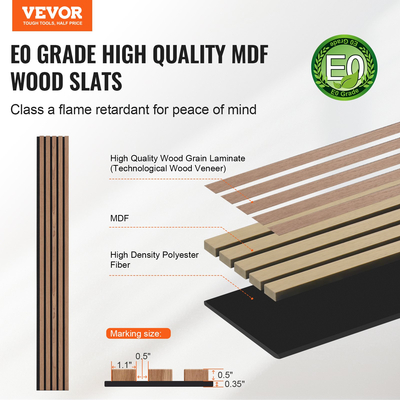 Ακουστικά πάνελ VEVOR Wood Slat 7,9 x 94,5 ιντσών για μοντέρνα διακόσμηση τοίχου καρυδιά