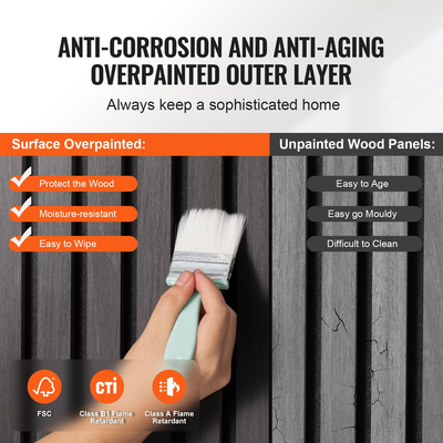 Ακουστικά πάνελ VEVOR Wood Slat 23,6 x 47,2 ιντσών για μοντέρνα διακόσμηση τοίχου από μαύρη δρυς