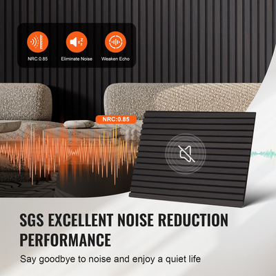 Ακουστικά πάνελ VEVOR Wood Slat 23,6 x 47,2 ιντσών για μοντέρνα διακόσμηση τοίχου από μαύρη δρυς