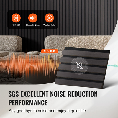 Ακουστικά πάνελ VEVOR Wood Slat 7,9 x 94,5 ιντσών για μοντέρνα διακόσμηση τοίχων Μαύρη δρυς