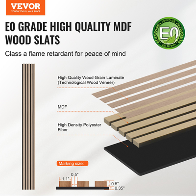 Ακουστικά πάνελ VEVOR Wood Slat 7,9 x 94,5 ιντσών για μοντέρνα διακόσμηση τοίχων Ασημένιο ξύλο