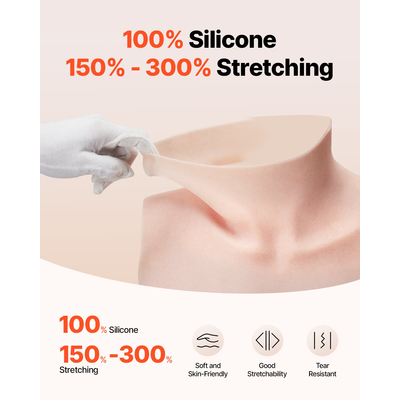 Ψεύτικο στήθος με ψηλό λαιμό D-Cup VEVOR σιλικόνης για Cosplay Drag Queen