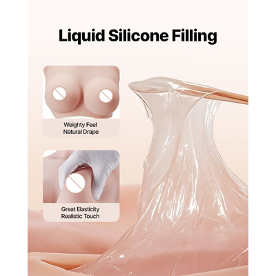 Ψεύτικο στήθος με ψηλό λαιμό D-Cup VEVOR σιλικόνης για Cosplay Drag Queen