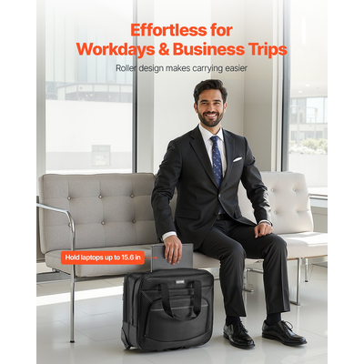 Τσάντα φορητού υπολογιστή VEVOR Rolling 15,6 ιντσών Τσάντα υπολογιστή για γυναίκες και άνδρες