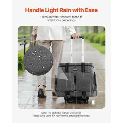 Τσάντα φορητού υπολογιστή VEVOR κυλιόμενη τσάντα 15,6 ιντσών για γυναίκες και άνδρες σε γκρι