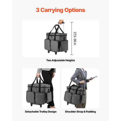 Τσάντα φορητού υπολογιστή VEVOR κυλιόμενη τσάντα 15,6 ιντσών για γυναίκες και άνδρες σε γκρι