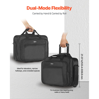 Τσάντα φορητού υπολογιστή VEVOR Rolling Τσάντα υπολογιστή 17,3 ιντσών για γυναίκες και άνδρες Μαύρη
