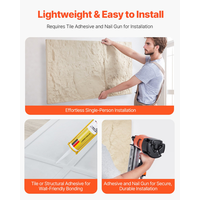 VEVOR 3D πάνελ τοίχου 4 Pack 48x24&#039;&#039; PU Stone-Look 32 τετραγωνικών μέτρων Κάλυψη Stone Yellow