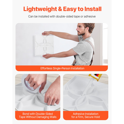 VEVOR 3D πάνελ τοίχου 33-συσκευασία 11,81x11,81&#039;&#039; PVC 32 τετραγωνικών μέτρων με κάλυψη Floral White