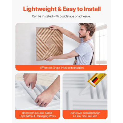 VEVOR 3D Slat Panels Wall 12-Pack 19,7x19,7&#039;&#039; PVC 32 Sq.Ft Κάλυψη ελαφρύ ξύλο