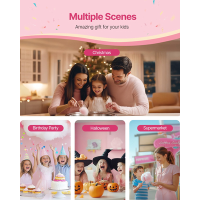 VEVOR Εμπορική Μηχανή για Μαλλί της Βαμβακιού, Μηχανή Ζαχαροπλαστικής 1000W για Πάρτι Κόκκινο