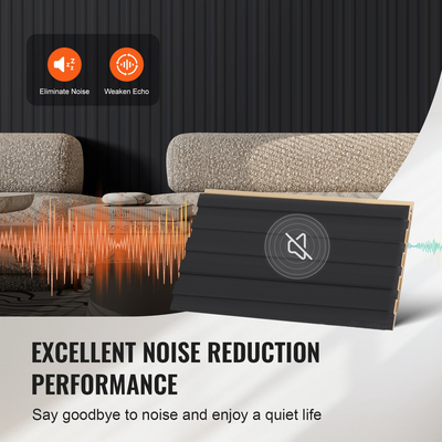 Ακουστικά πάνελ VEVOR Wood Slat 8 ΤΕΜ 96 x 6 ιντσών για μοντέρνο τοίχο μαύρο ματ