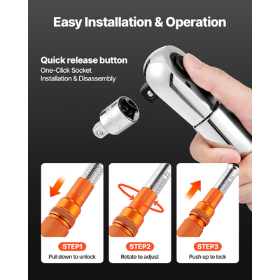 Δυναμόκλειδο VEVOR Click 3/4 ιντσών με κίνηση 100-600 lbf-ft/136-814N.m διπλής κατεύθυνσης