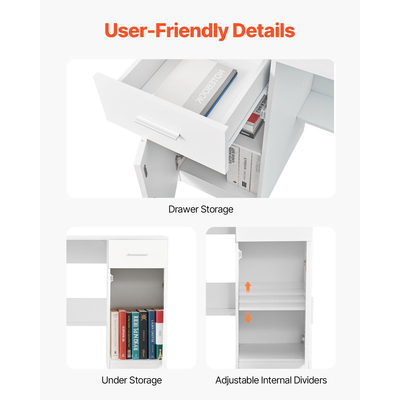 VEVOR Μικρό Γραφείο με Συρτάρι Παιδικό Γραφείο για Υπνοδωμάτιο Ξύλινο Απλό Τραπέζι Μελέτης Λευκό
