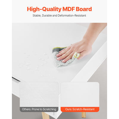 VEVOR Μικρό Γραφείο με Συρτάρι Παιδικό Γραφείο για Υπνοδωμάτιο Ξύλινο Τραπέζι Μελέτης Λευκό+Ξύλο