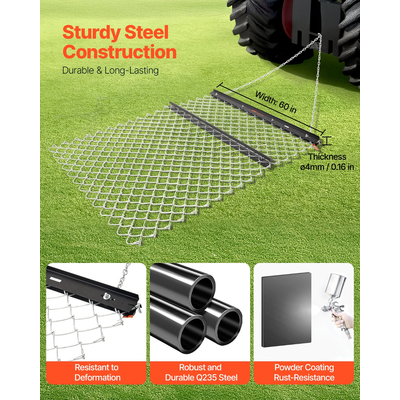 VEVOR Drag Harrow 4 x 5 ft Αλυσίδα Harrow Τσουγκράνα γκαζόν για ATV και UTV, Εξαρτήματα τρακτέρ