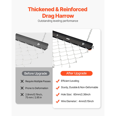 VEVOR Drag Harrow 4 x 5 ft Αλυσίδα Harrow Τσουγκράνα γκαζόν για ATV και UTV, Εξαρτήματα τρακτέρ