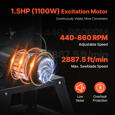 Πριονοκορδέλα VEVOR 13,39 ιντσών για ξυλουργική, πριονοκορδέλα πάγκου 440-846 σ.α.λ. 1100W 1-1/2HP