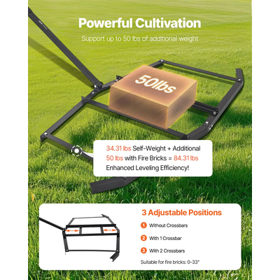 Σβαρνιέρα VEVOR Drag Harrow 74" Πλάτος ρυμούλκησης πίσω από σβάρνα Drag Harrow, χαλύβδινη, ισοπεδωτική μηχανή χαλικιού ATV UTV