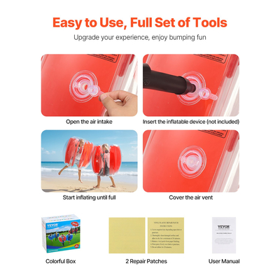 VEVOR 2 φουσκωτές μπάλες προφυλακτήρα 3FT/0.9M με σώμα PVC, μπάλα Sumo Zorb για εξωτερικούς χώρους