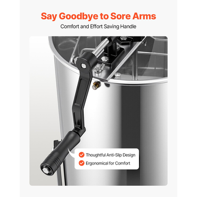 Χειροκίνητος εξαγωγέας μελιού VEVOR 2 πλαισίων, μελισσόμυλος από ανοξείδωτο ατσάλι για μελισσοκομία