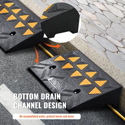 Ράμπα VEVOR από καουτσούκ για πεζοδρόμιο, ράμπα δρόμου για πεζοδρόμιο, 2 τεμάχια, ύψος 4,3", φορτίο 33069 λίβρες