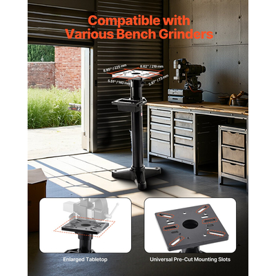 VEVOR Πάγκος λείανσης, βάση λείανσης, μέγγενη, βάση δαπέδου 27 x 27 cm, πλάκα στήριξης