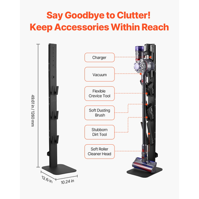 Βάση Σκούπας VEVOR για Σταθερή Βάση Αποθήκευσης Dyson Multi-Models, Μαύρη