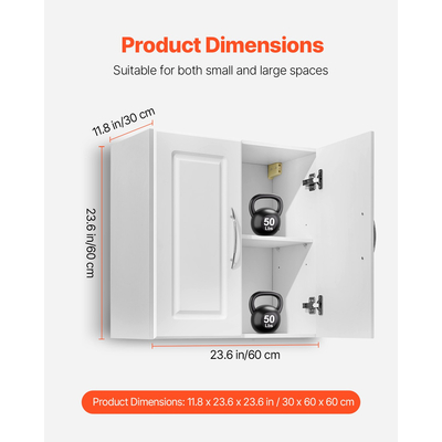 VEVOR Ντουλάπι Κουζίνας 2 επιπέδων με 2 πόρτες και επιτοίχιο ντουλάπι πλυντηρίου 23,6 ιντσών