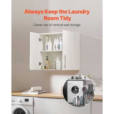 VEVOR 32 ιντσών Ντουλάπι Κουζίνας 2 Επιπέδων με 2 Πόρτες, Λευκό